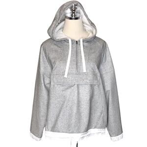 Madewell Size Small Unisex Hooded Popover Rain Jacket -Heather Gray-EUC